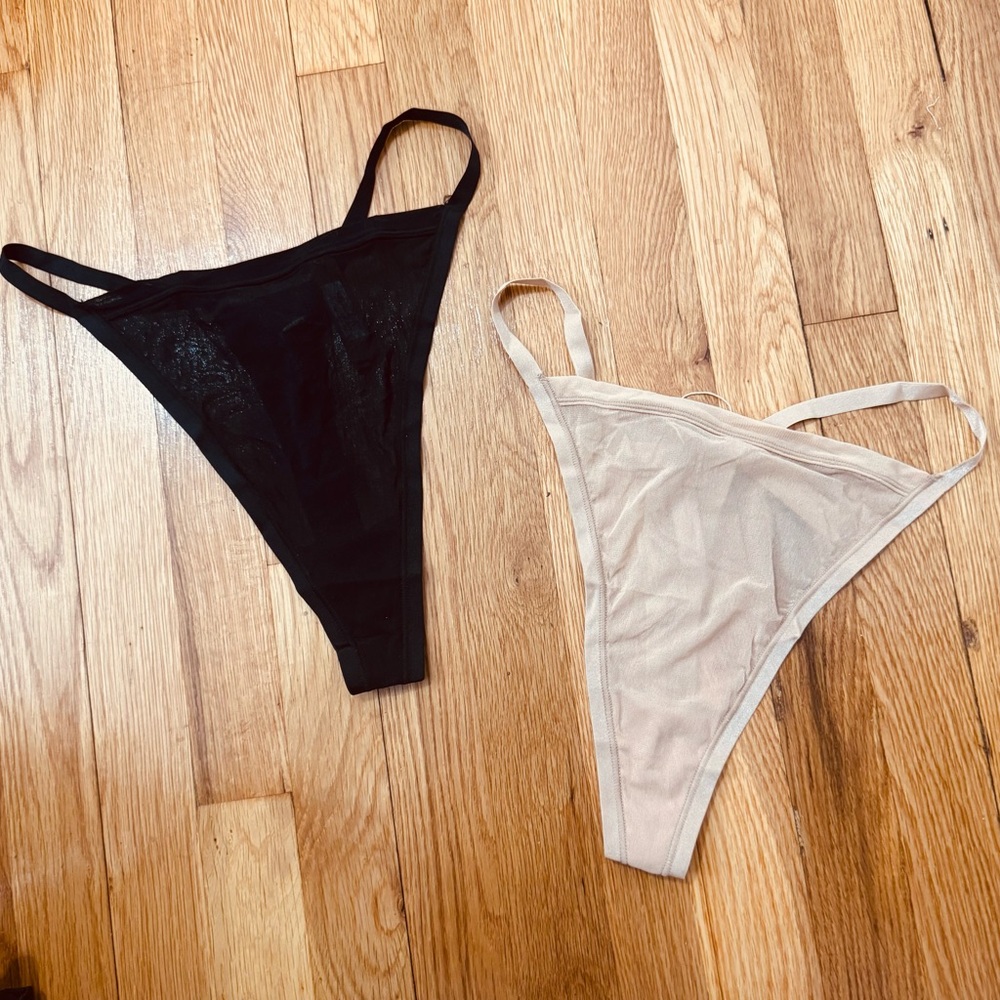 Skims Size 3x Thongs Bundle Summer Mesh Mid-Rise Thong Panty Clay & Onyx